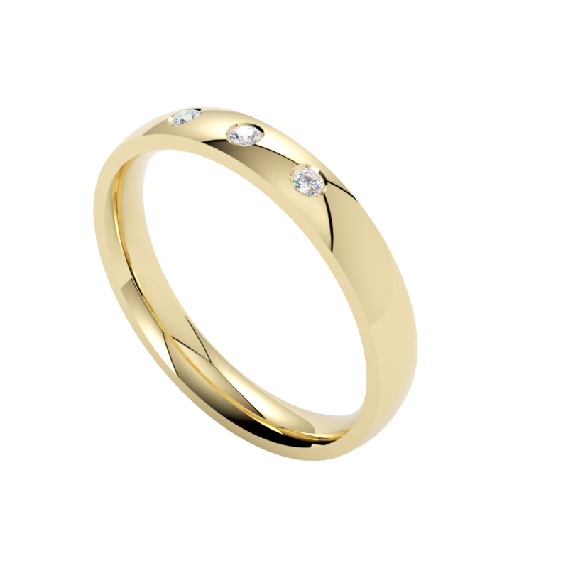 Minimalistyczna złota obrączka ślubna z diamentami